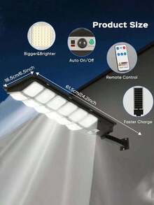 8000W Solar Outdoor Street Light, 12000lm, 3 X 1500mAh Lithium-Ion Battery, Solar Panel Charging, Long-Lasting All-Night Illumination, Motion Sensor, 3 Lighting Modes, Suitable For Home Yard, Garage, Outdoor Street, Commercial Lighting - 504/360/336/300/240/180/168 LED - Black - View 8