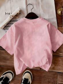 YOKASACamiseta informal de verano para mujer, de cuello redondo, ajustada y manga corta, con estampado de pintura al óleo, floral, de corazones, de cerezas y de letras. Tejido informal sencillo, estilo deportivo, ideal para el día a día y para una cita de San Valentín..1 pcs,180g Pure Heavy,95%Polyester 5%Spandex - Rosa - YH463 - Ver 4