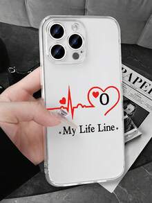 Heartbeat & Letter O Pattern Clear TK Viral Clean Girl MagSafe Compatible Phone Case For IPhone For Minimalists | Love Life WFH Office Positive Energy Good Vibes Only | Compatible With IPhone 17,16,15,14,13,12,11 Series | Your Signature Look Affordable Luxury - 無色 - 查看 6