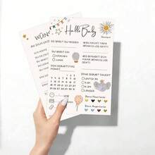 10pcs Gender Reveal Baby Shower Party Games Cards, German Language - White - View 3