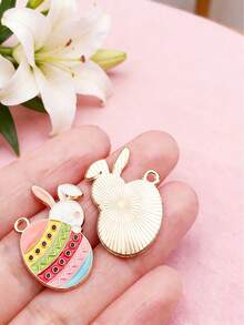 30Pcs Easter Day DIY Charms Enamel Bunny Carrot Egg Cartoon Pendants DIY Crafts Supply Jewelry Making Holiday Gift(Style Random) - Multicolor - View 6