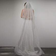 1件闪亮亮片头饰带梳子，适用于婚纱、教堂式婚纱、婚礼摄影、登记仪式等场合的发饰 - 直白色 - 查看 6