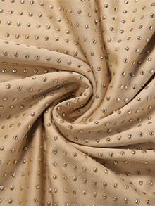 Halter Neck Bodycon Maxi Dress - Women's Sexy Deep V-Neck Style With Pleated & Open Back Details, Elegant & New - 卡其色 - 查看 9