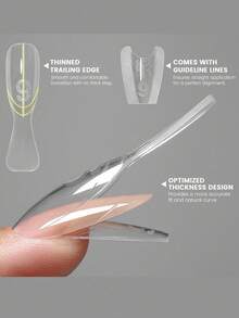 240 cái/hộp Khuôn tạo hình móng tay hình hạnh nhân nguyên bản, khuôn móng tay dạng sandwich cỡ trung bình để nối móng nhanh chóng mà không cần khuôn giấy, 15 kích cỡ khuôn móng tay bằng nhựa, dụng cụ làm móng - Trong sáng - Xem 3