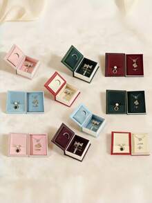 1个创意书型首饰盒，奢华磁吸翻盖迷你戒指盒，可爱小巧的首饰礼盒，便携式复古书型首饰收纳盒，适合情人节、结婚纪念日、订婚等场合，送给女朋友、妻子、男朋友、丈夫的礼物 - 彩色 - 查看 2