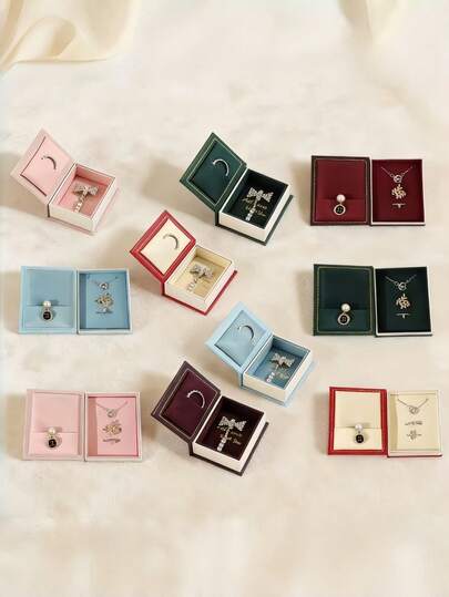 1 stuk creatieve sieradendoos in boekvorm, luxe mini-ringdoos met magnetische klep, schattige en compacte sieradengeschenkdoos, draagbare retro sieradenopbergdoos in boekvorm, geschikt voor Valentijnsdag, huwelijksjubileum, verloving, cadeau voor vriendin, vrouw, vriend, man, decoratie voor de make-upkamer, kamerdecoratie