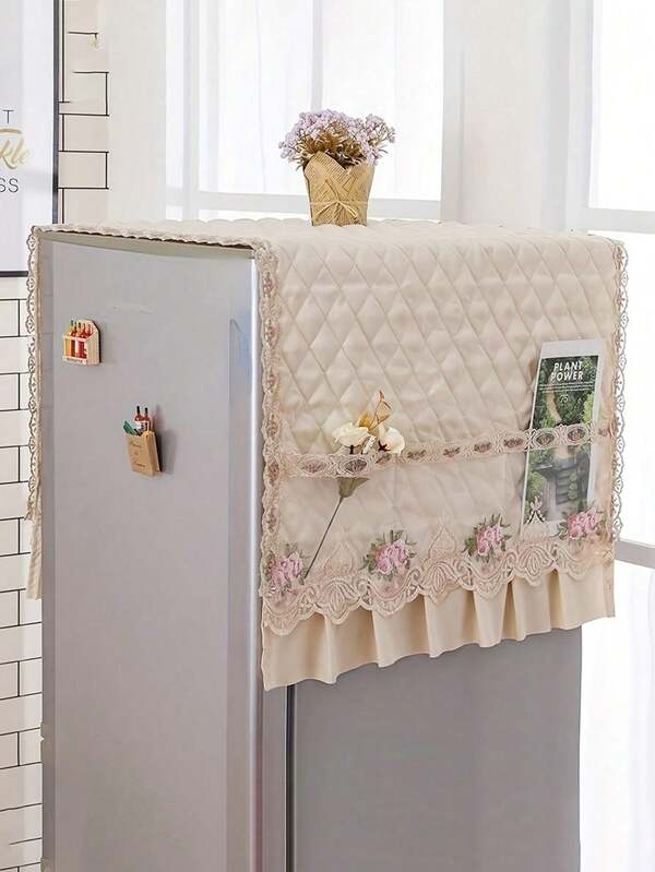 Cubierta de toalla suave de una sola puerta para refrigerador, lavadora y gabinete de decoración, cubierta de polvo impresa con textura múltiple para refrigerador y lavadora, mantel multiusos para electrodomésticos con bolsillos laterales - Protege la ropa, la secadora y las cubiertas del refrigerador del polvo y los daños, paño de almacenamiento decorativo para uso doméstico y de cocina, una pieza de cubierta superior para lavadora y secadora, bolsas de almacenamiento adecuadas para uso doméstico y de cocina, Día de la Mujer, Artículos de viaje, Recuerdos de boda, Y2k, Dormitorio, Accesorios para automóviles de mujer, Decoración de cocina