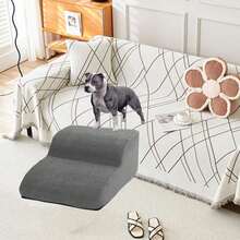 1pc Plush Warm Pet Stair Ramp, Elderly/Small Dog Assistance Ladder, Protect Every Step, Easy Up And Down, Love Lasts Longer. Sofa Bed Dog Steps, Washable Sponge Pet Stairs For Sofa, Bed, Teddy, Small Pets - Grey - View 6