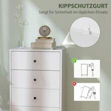 Four-Drawer Chest/Sideboard, Made Of Composite Wood, Modern Style Storage Unit, Ideal For The Living Room, Bedroom Or Entryway, 47 X 29 X 75 Cm, White - White - View 3