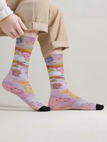 CARE BEARS 爱心熊 1 双装 女士爱心熊四季个性化袜子，360° 数码印花，图案包括趣味十足的快乐熊、许愿熊、心形快乐熊、天使熊、暴躁熊等长袜，时尚简约，适合日常穿着，也是毕业季和生日送给情侣的理想礼物。 - 彩色 - 查看 4