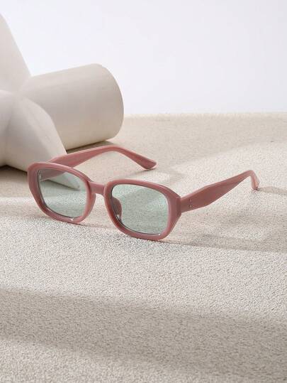 Gafas de moda geométricas y coloridas para mujer, versátiles y de moda casual para la playa, con montura de policarbonato (PC), adecuadas para todas las estaciones