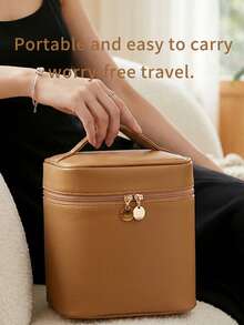 Multi-Functional, Portable, Large-Capacity Cosmetic Bag With Partitioned Storage Design, Waterproof PU Material, And Exquisite Double Zippers. Easily Accommodates Lotions, Creams, And Makeup Tools. - Multicolor - View 5