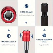 重型磁性钻头延长杆套装 - 配有快拆套筒夹头适配器、符合人体工程学的红色手柄和坚固耐用的结构。适用于电钻、工具、螺丝螺母拆卸、工业设备拆卸、DIY 工具项目、汽车维修机械配件。 - 多款式 - 查看 3