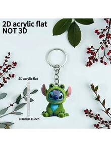 2D打印亚克力钥匙扣，绿色青蛙缝线设计，可爱包包挂饰，汽车钥匙扣，派对礼品钥匙扣，卡哇伊包包配饰，汽车钥匙链，拼写吊坠 - 送给朋友、家人或爱人的完美生日礼物，2D平面情人节礼物，粉色钥匙扣，斋月礼物 - 彩色 - 查看 6
