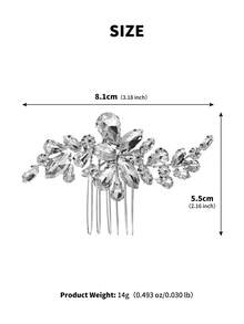 1 chiếc lược cài tóc cô dâu pha lê bạc, phụ kiện tóc cưới hình lá pha lê lấp lánh, trang trí tóc cô dâu và phù dâu thanh lịch. - Bạc - Xem 11
