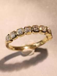 1枚奢华立方氧化锆戒指，女士婚礼订婚派对珠宝情人节礼物 - 4# - 查看 7