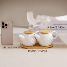 1 Set White Ceramic Kitchen Storage Jars & Spice Rack With Bamboo Tray, Ceramic Spice Jars With Natural Bamboo Lids, Creative Nordic Style Diamond & Wave Pattern, Suitable For Hotel, Restaurant, Home Kitchen Seasoning Bottles, Oil, Vinegar, Spices - White - View 21