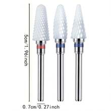3pcs Ceramic Nail Drill Bit Set, 3/32-Inch Shank Acrylic Nail File, File Tool For Electric Nail Drill To Remove Nail Gel, Suitable For Home Salons And Nail Art DIY Projects. - Multicolor - View 6