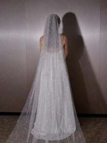 3 Meters Long Lace Edge Double Layer Wedding Bridal Veil With Train