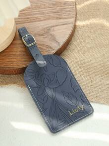 1 pieza Etiqueta de equipaje personalizada con nombre, adecuada para maletas, etiqueta de equipaje con palabra de nombre en letra dorada personalizada con patrón de flores grabado, etiqueta de cuero genuino personalizada con tarjeta de visita oculta, accesorio de viaje, hecho a mano, regalo elegante para dama de honor - Multicolor - Ver 16