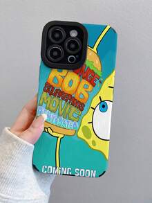 SpongeBob SquarePants 1个卡通汉堡和海绵宝宝条纹图案防震手机壳，兼容三星/ 17/16/15/14/13/12/11 Pro Max/12 Pro/14 Plus 及其他型号 - 彩色 - 查看 4
