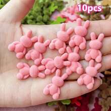 10pcs Mini Flocking Rabbits - Handmade Plush Flock Animal Beads With Fluffy Flock Coat, DIY Craft Pendants For Hair Accessories, Easter & Ramadan Gifts Suitable For DIY Crafts, Hairpins, Keychains, Scrapbooking - Multicolor - View 14