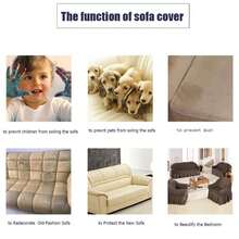Modern Style Polyester Fiber Solid Color Bubble Gauze Simple Style Elastic All-Inclusive Lace Design Sofa Cover, All Seasons Scratch Resistant Elastic Living Room Sofa Cover Pet Anti-Dirty Universal Sofa Protector Home Decoration - 咖啡棕 - 查看 8