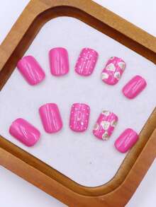 Bộ 24 móng giả ngắn vuông màu hồng nude phong cách Y2K, họa tiết trái tim đỏ và chấm bi trắng, phủ toàn bộ móng, bao gồm 1 dũa móng và 1 miếng dán keo móng, thích hợp cho bé gái, các bà mẹ, làm quà tặng móng tay và bán sỉ, phù hợp cho các dịp lễ, tiệc tùng, hẹn hò và sử dụng hàng ngày. - Nhiều màu - Xem 3