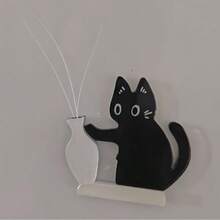 猫须和毛发收藏品，黑猫花瓶冰箱贴，猫咪推瓶子亚克力磁性冰箱贴，猫咪纪念品，花瓶可用于插花，用途广泛，送给同学的趣味小礼物 - 均碼 - 查看 10