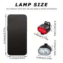 Bicycle LED Headlight & Taillight Set,Bicycle Lighting, Front And Rear Lights, Bicycle Lights, LED Cycling Lights, Bicycle Flashlight Jane, Bicycle Front Tail Light Lights. USB Type-C Fast Charging Bicycle Front,And Portable LED Bike Light, IPX5 Waterproof,Suitable For Various Holiday Gifts, Suitable For Giving Father'S Day Gifts(2PCS) - Black - View 3