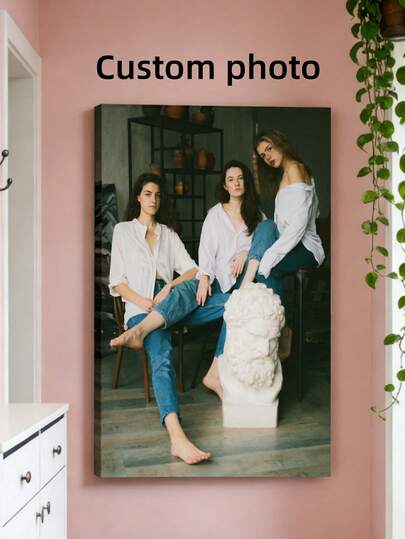 1 pieza Impresión personalizada de foto en lienzo - Arte de pared familiar personalizado con lienzo enmarcado a prueba de agua, color duradero, adecuado para sala de estar, dormitorio, boda o decoración del hogar, idea de regalo única, exhibición de fotos familiares | Arte de pared navideño | Lienzo a prueba de agua, Arte de pared en lienzo