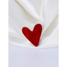 1pc Minimalist Fashion Red/Black/Pink/Blue Heart Ring, Casual & Versatile Suitable For Daily Wear For Women Valentines,Mom,Mother,Mother's Day,Gift - 紅色 - 查看 2