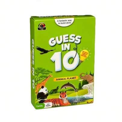 动物主题卡牌游戏 - 互动式家庭游戏，包含10张动物卡牌，适合旅行休闲活动，采用耐用纸板材质，适合家庭游戏之夜和户外探险，设计趣味，结构坚固，卡牌游戏，扑克牌