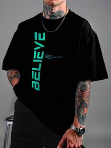 Camiseta Oversized Believe Style Street Unissex DTF ref4508 - Preto - Visão 2