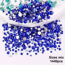 SS6 2MM-SS30 6.4MM, 7 Sizes, Non-Hot Fix, Adhesive Round Flat Bottom Glass Crystal Rhinestones, Multi-Color Crystal Gemstone Jewelry Beads DIY Glass Stone Diamond Design Accessories, Glitter Nail Art Stickers Decoration, Suitable For Phone Cases, Clothes, Bags, Shoes, Crafts - Multicolor - View 90
