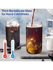 6pcs 200ML Compact Cute Stylish Heat-Resistant Transparent Glass Cups, Suitable For Espresso, Juice, Tea And Various Occasions - Clear - View 8