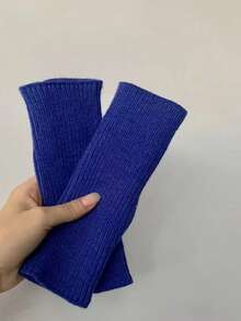 1 Pair Of Women's Autumn And Winter Open Finger Knitted Gloves With Youthful And Fashionable Style, Cold Resistant And Warm Half Finger Gloves