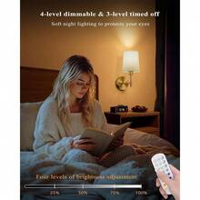 2套电池供电壁灯，2个金色可充电壁灯，带磁吸式可拆卸遥控灯泡，12种RGB颜色和3种色温，可调光无线壁灯，适用于卧室 - 2只裝 - 查看 6