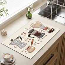 1pc Coffee Machine Mat - Drying Mat, Suitable For Countertops And Kitchen, Absorbent And Drainable, Applicable For Sink Sides, Natural And Hygienic, Essential For Home And Kitchen Decor, Also Part Of Your Cozy Autumn/Winter And Christmas Decoration - Multicolor - View 3