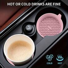 Black/Pink Car Cup Holder Mat, 3D Grid Textured Surface, Increased Friction With Cup Bottom, Firmly Holds Cup During Driving, Prevents Spilling - New Checkered Bowl-shaped Coasters - View 10