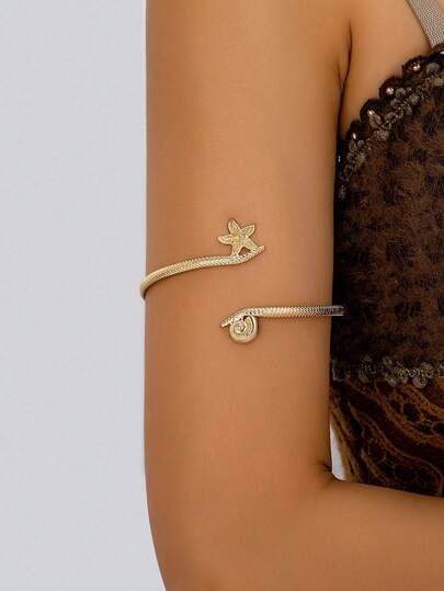1 pieza Brazalete de concha de estrella de mar para mujer, joya de brazo de verano