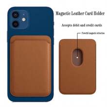 1 Set In Stock Solid Color Magnetic Card Holder, Leather PU Card Sleeve Compatible With Apple 13 And Above, Magsafe Card Pouch - Multicolor - View 6