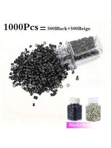 1000pcs Micro Silicone Rings - 5mm Micro Link Rings For Secure Hair Extensions, Professional Silicone Hair Extension Beads For DIY Hairstyles, Braid Hair Extensions, Feather Extensions, Hairstylist Supplies, Halloween - Multicolor - View 10