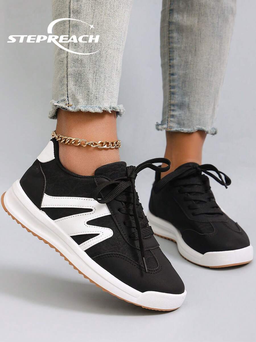 Women's Spring New Casual Sports Shoes, Fashionable Breathable Lightweight Non-Slip Durable Running Shoes - Black - View 1