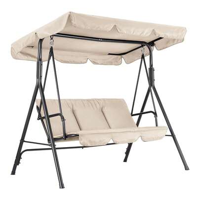 Columpio para Exterior con Toldo Ajustable │ Silla Columpio de 3 Asientos para Adultos con Cojines Gruesos │ Estructura de Acero Resistente │ Ideal para Porche, Jardín o Patio Trasero