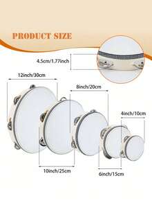 1pc Handheld Wooden Rattle Drum, Rhythmic Percussion Instrument, Single Row Metal Bells, Music Rattle Drum, Suitable For Parties And Karaoke (Drum Sticks Not Included) - Wood Color - View 12