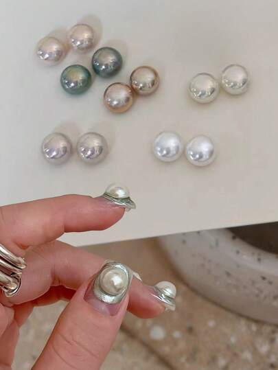 20pcs New High Gloss Pearl Nail Decorations, High Quality Japanese Non-Peeling Multi-Color Mixed Shiny Pearls, Iridescent Premium Half-Round Nail Art Decorations, Nail Art Supplies, Y2K, Nail DIY Design Decor Components, Same As Nail Salon