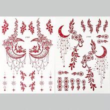 2 Sheets Brown Temporary Tattoo Stickers - Exquisite Retro Moon, Flower & Star Decor, Delicate Patterns For Daily & Party Makeup, Eid Mubarak Limited Style, Personalized Creative High-Value Hands & Body Decor Tattoo Patches - Brown - View 9