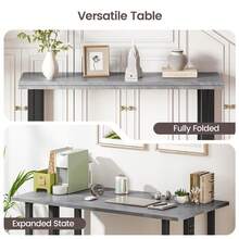 Dining Table And Chairs Set Of 4,Concrete Effect Folding Table With Upholstered Faxu Leather Chairs For Dining Room,Kitchen - Cement Gray Table + Linen Gray Chair - View 4
