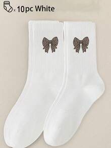 1/5/10双装男女通用舒适运动袜，适合运动、健身和日常训练；女士过膝袜，适合休闲和商务场合。 - 白色 - 查看 3